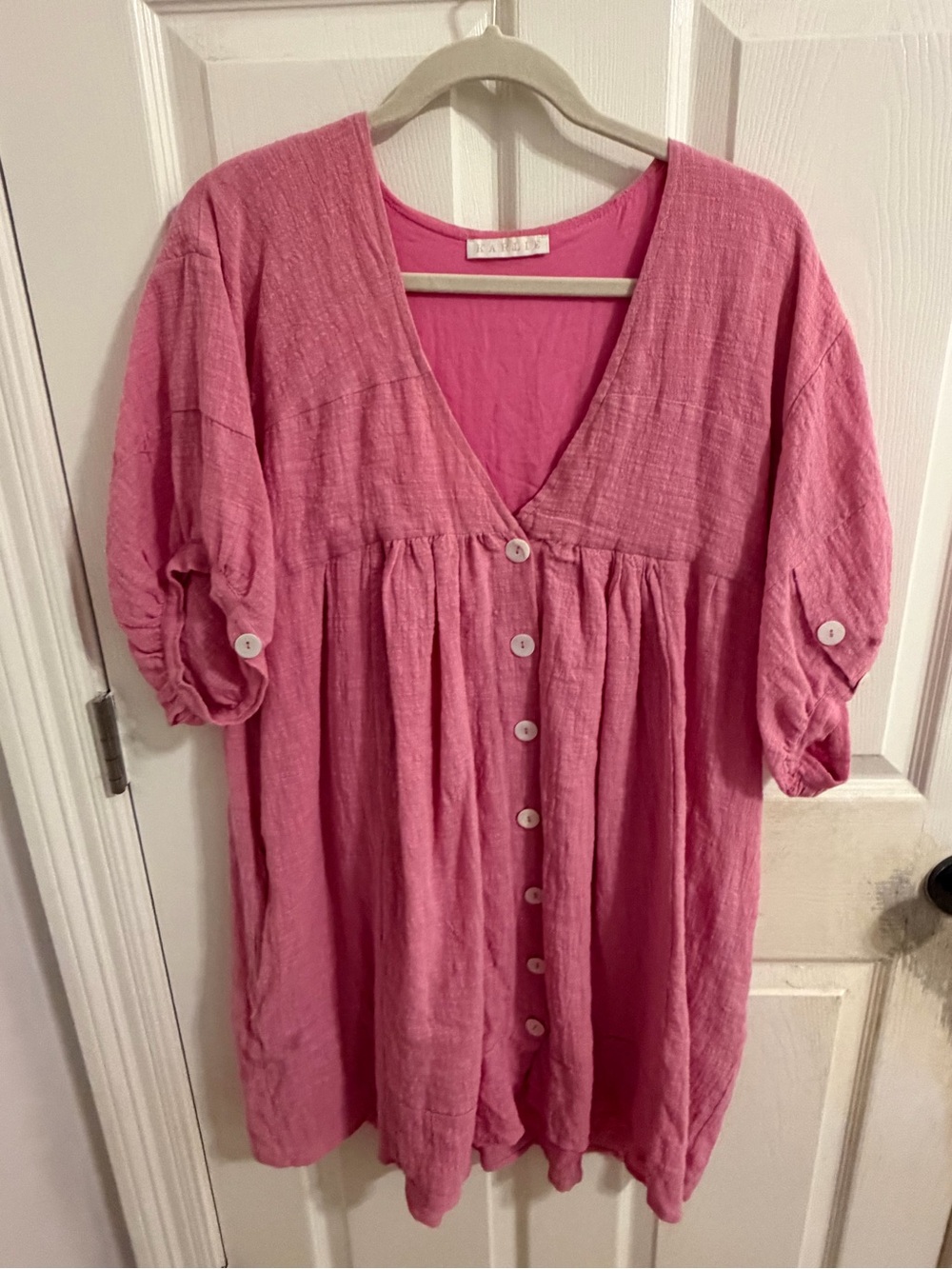 Karlie Pink Button-Front Tunic Dress